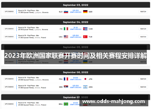 2023年欧洲国家联赛开赛时间及相关赛程安排详解